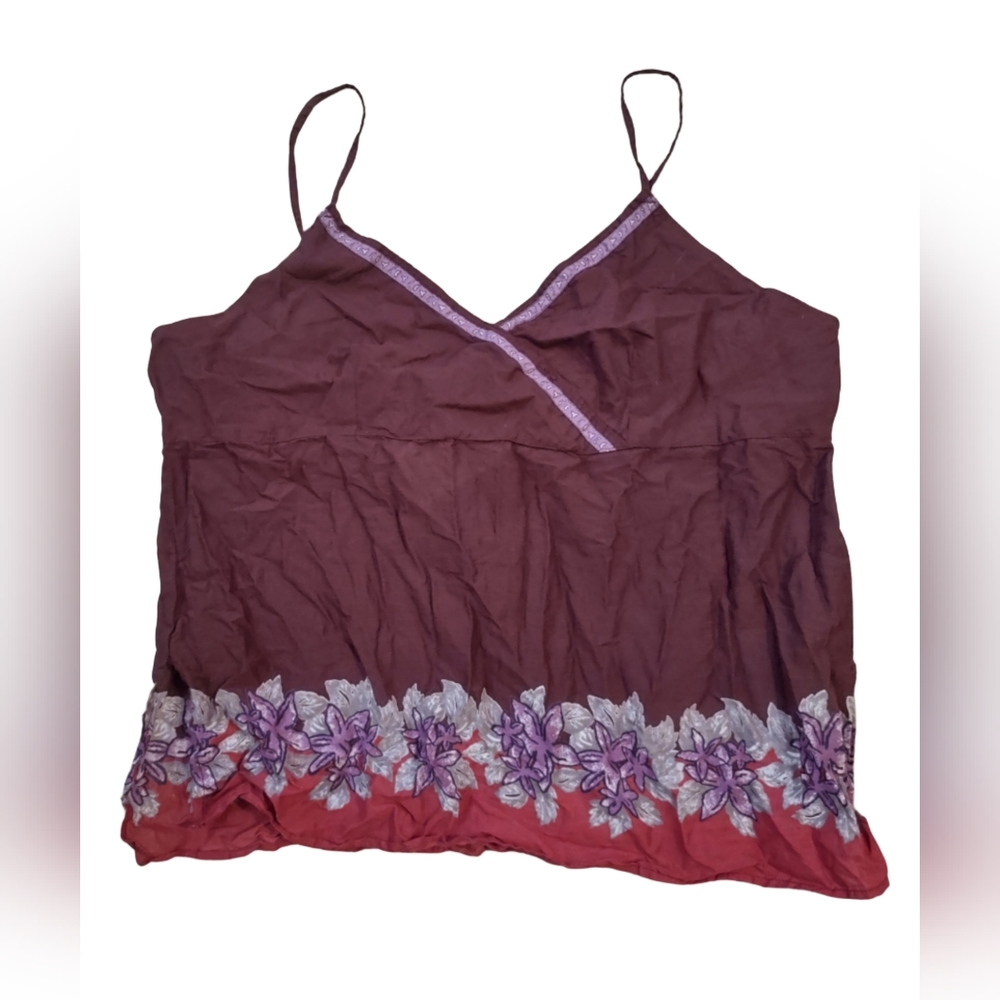 Floral Embroidered Women's Top - Purple and Red NWT XL